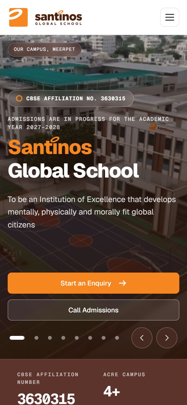 Santinos home page on a phone